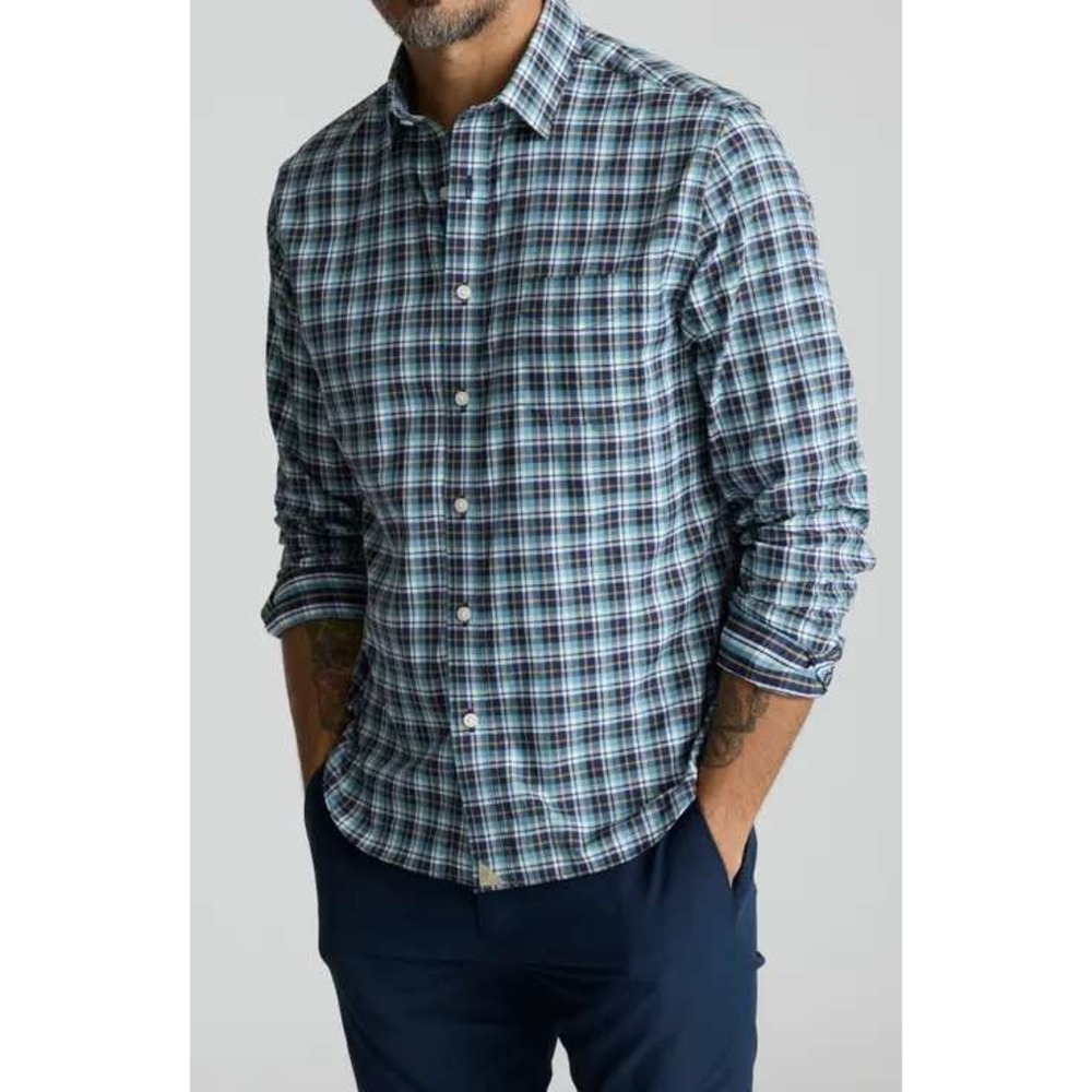 UNTUCKit Button Down Shirt Blue White Gingham Large